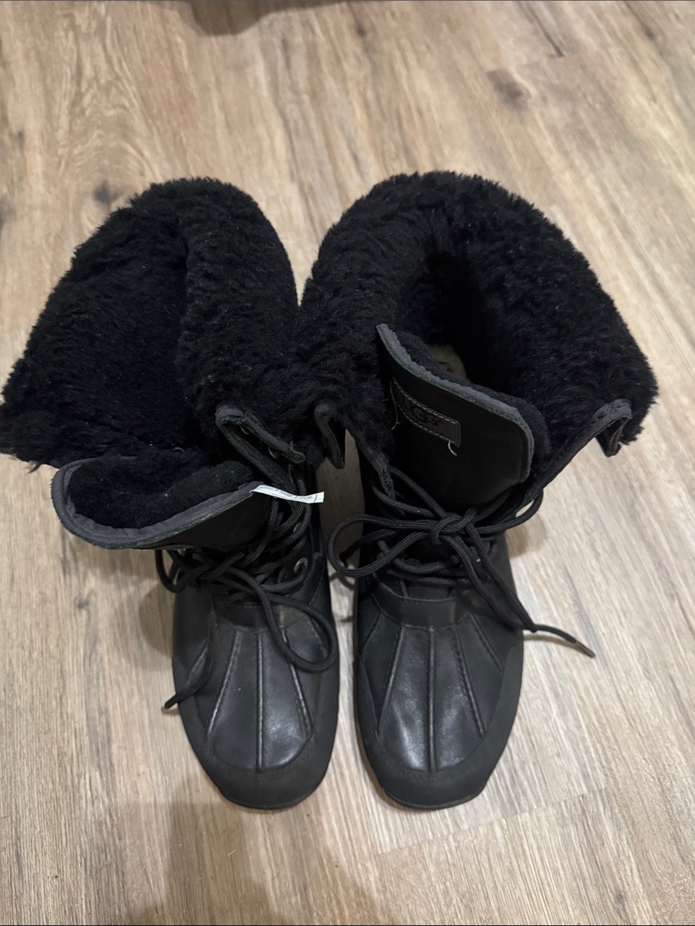 UGG Black Lace-Up Shearling Winter Boots men’s size - 10